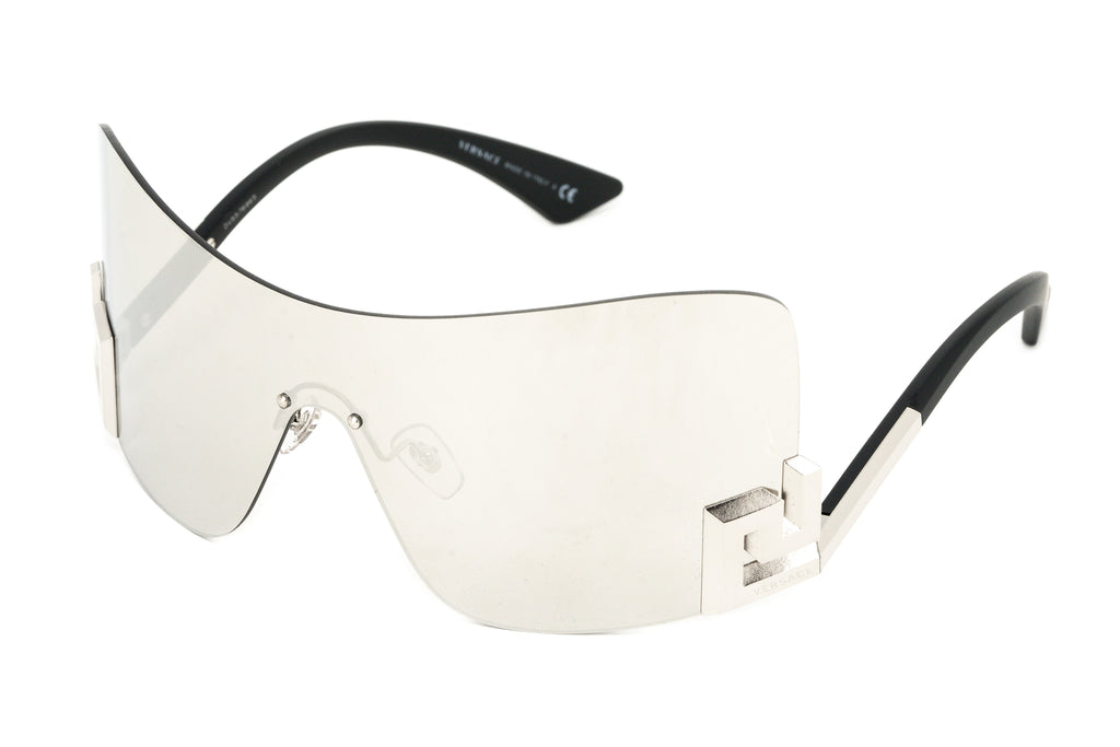 Versace Women's Sunglasses Rimless Shield Silver