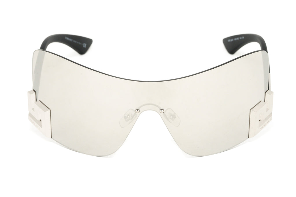 Versace Women's Sunglasses Rimless Shield Silver