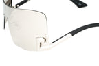 Versace Women's Sunglasses Rimless Shield Silver