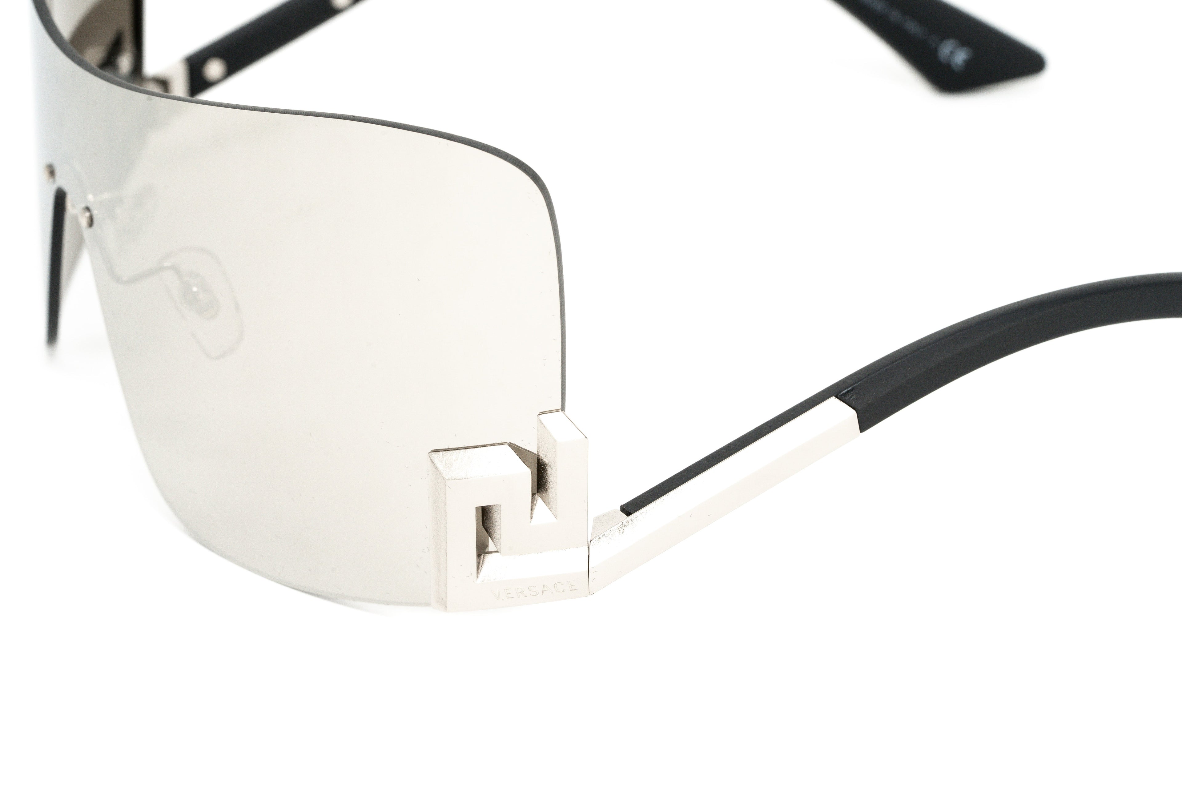 Versace Women's Sunglasses Rimless Shield Silver