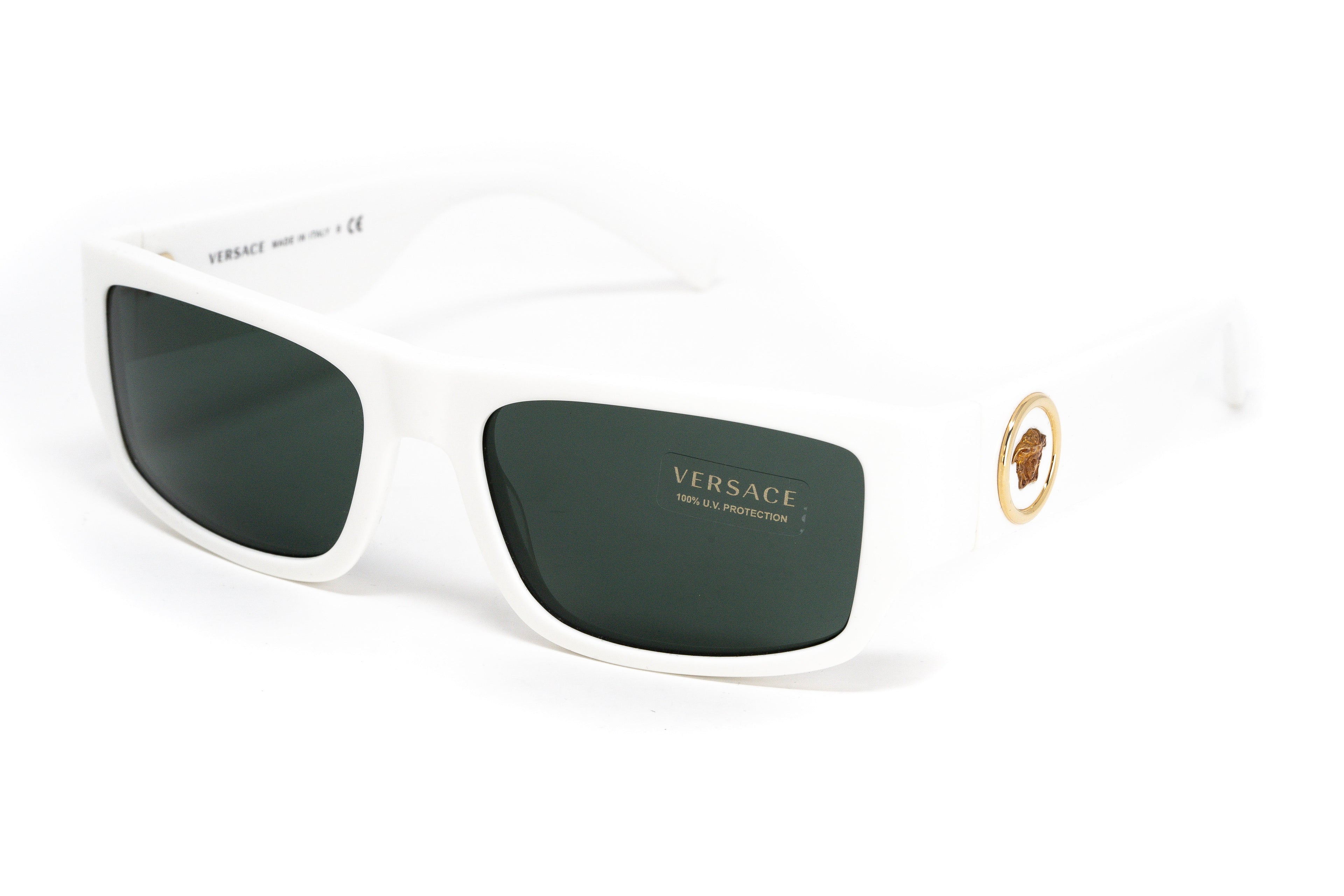 Versace Unisex Sunglasses Rectangular White/Green