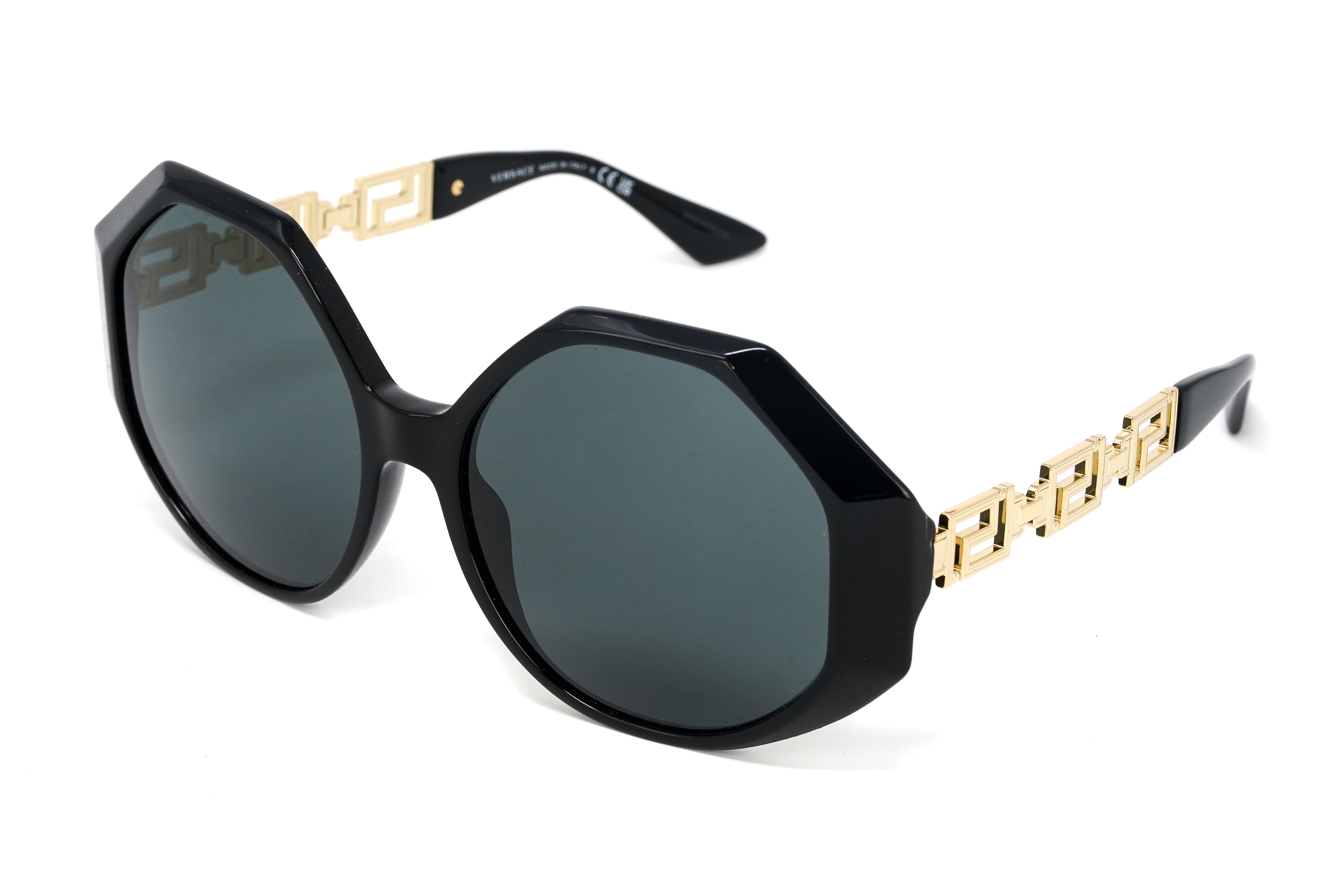 Versace Women's Sunglasses Oversized Hexagonal Black/Gold