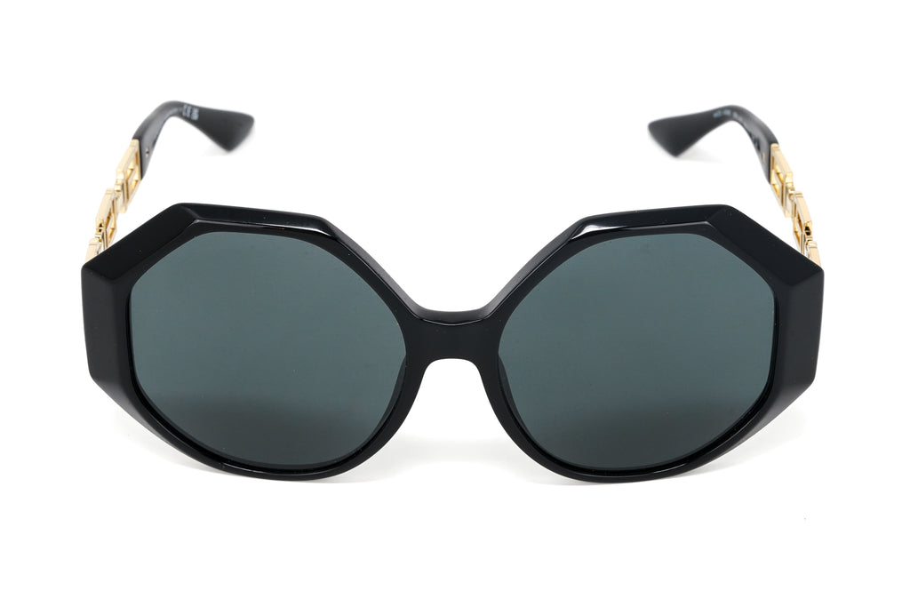Versace Women's Sunglasses Oversized Hexagonal Black/Gold