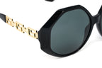 Versace Women's Sunglasses Oversized Hexagonal Black/Gold
