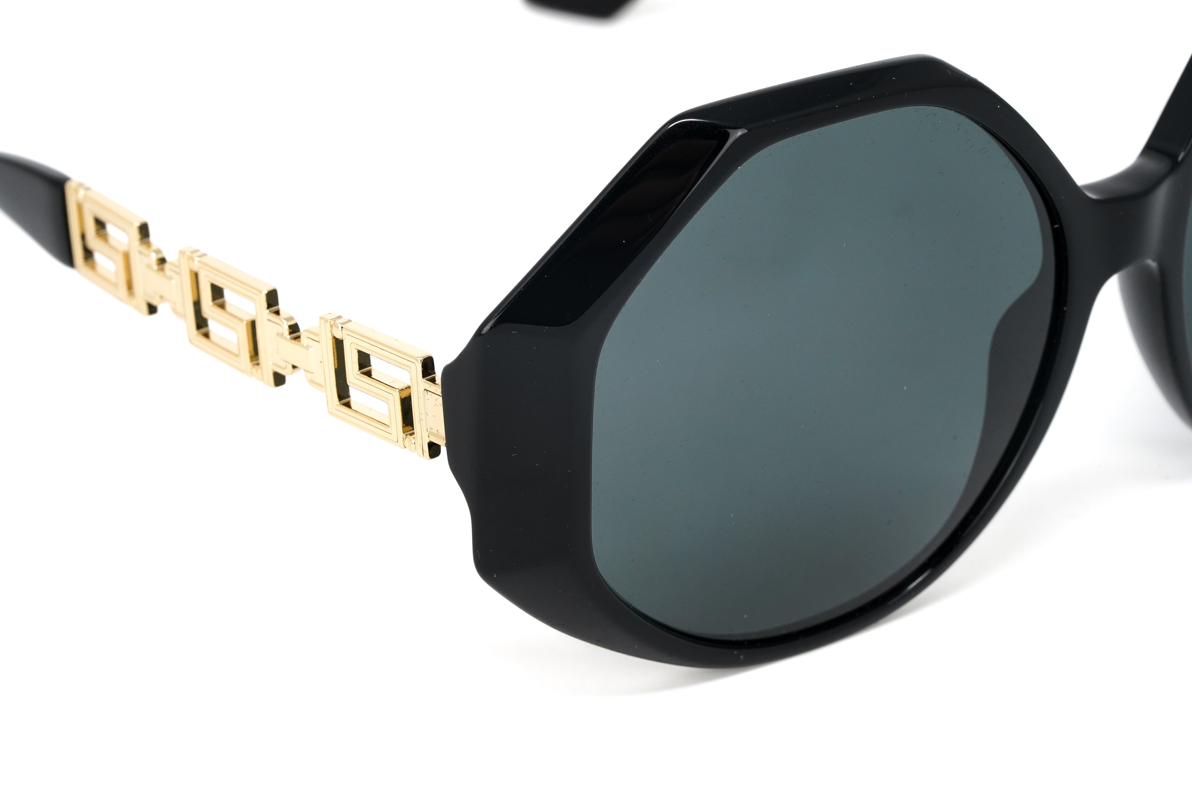 Versace Women's Sunglasses Oversized Hexagonal Black/Gold