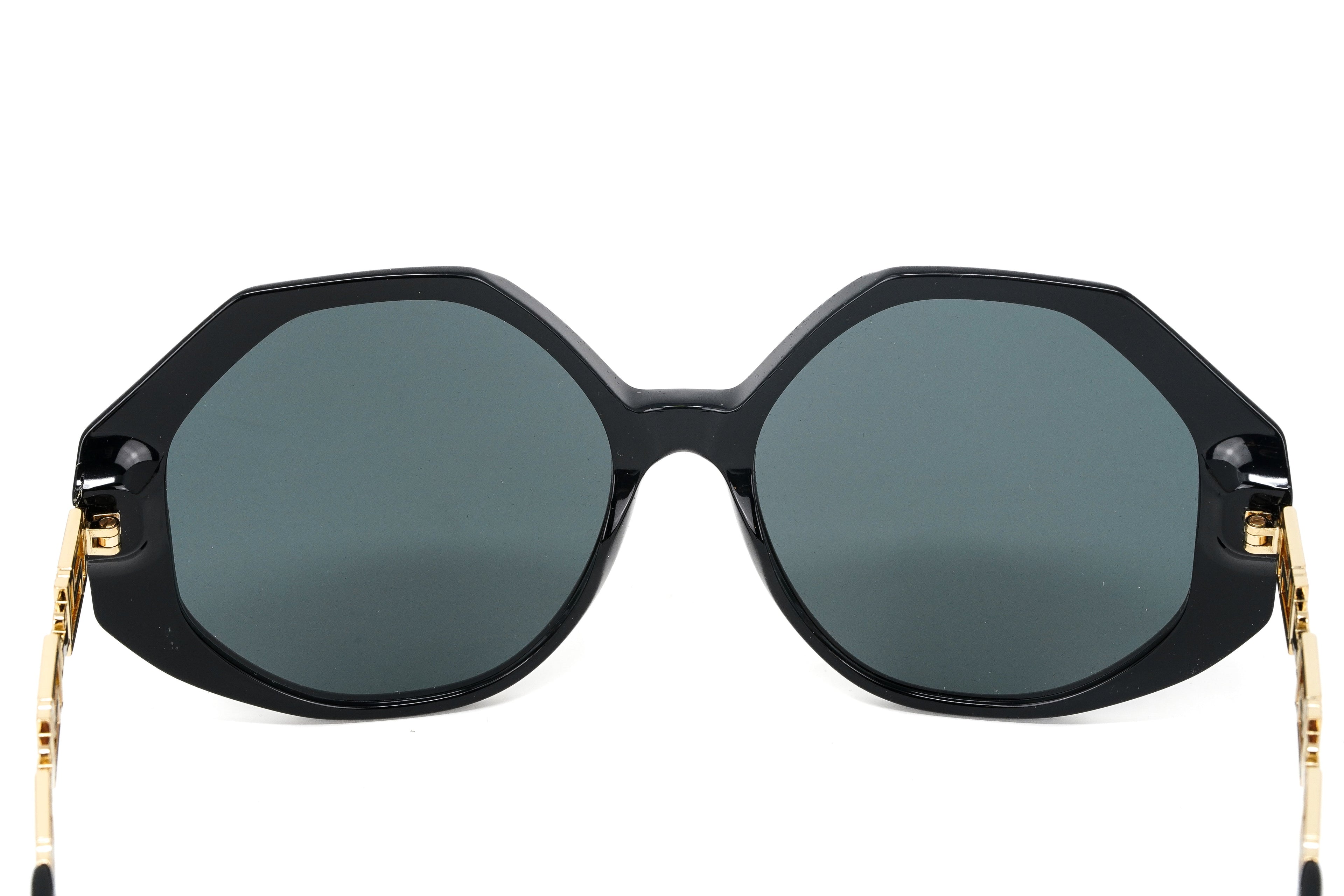 Versace Women's Sunglasses Oversized Hexagonal Black/Gold