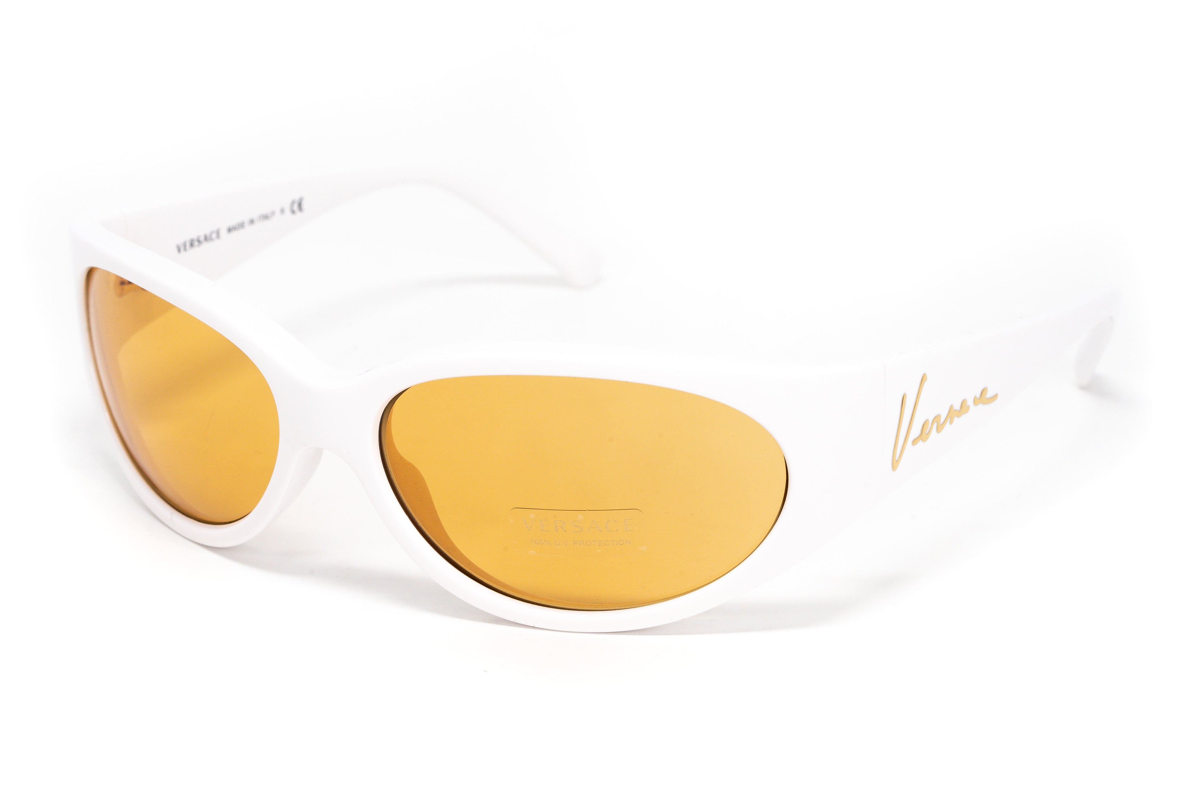 Versace Women's Sunglasses Cat Eye White/Yellow