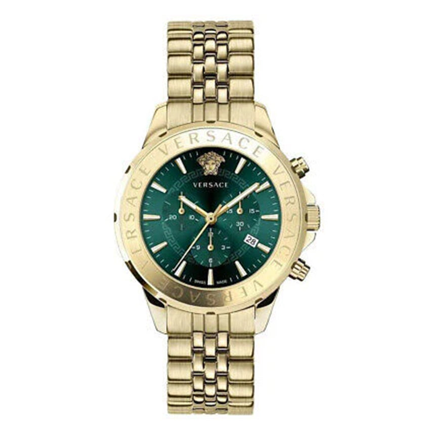 Versace Men's Watch Chrono Signature Green Gold Bracelet