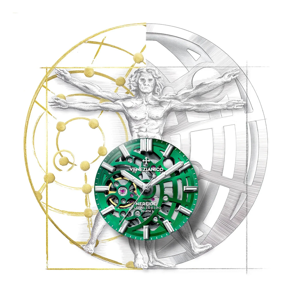 Venezianico Automatic Watch Nereide UltraLeggero 42 Skeleton Green
