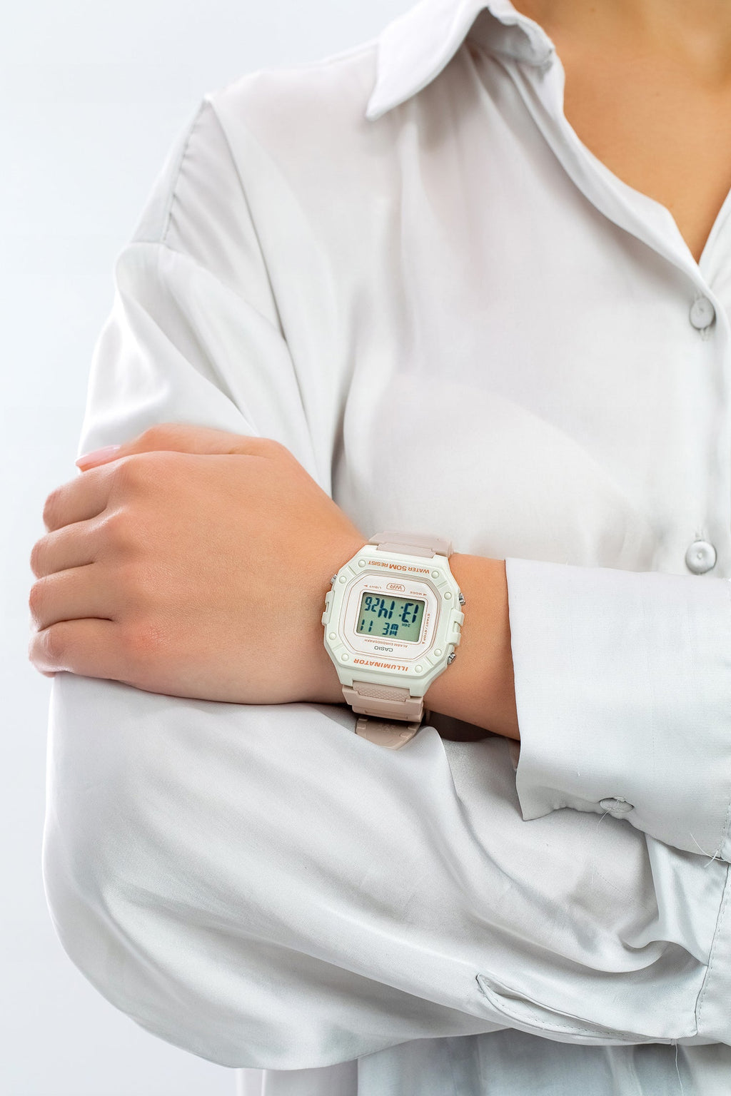 Casio Watch Chronograph Digital White Pink