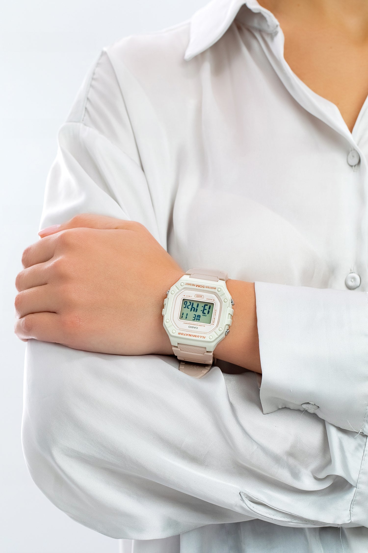 Casio Watch Chronograph Digital White Pink