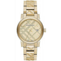 Analogue Watch - Burberry BU9038 Ladies The City Engraved Checked Gold Watch