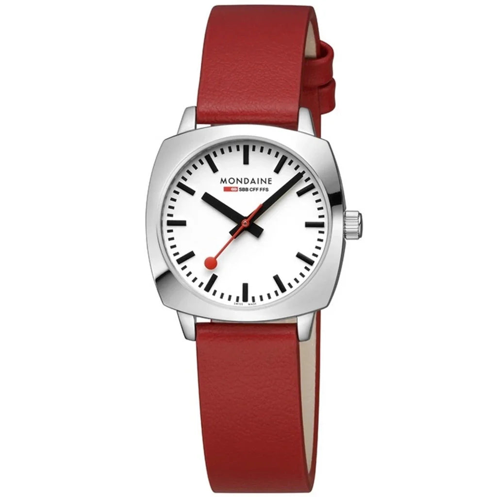 Analogue Watch - Mondaine Petite Cushion Square Ladies Black Watch MSL.31110.LCV