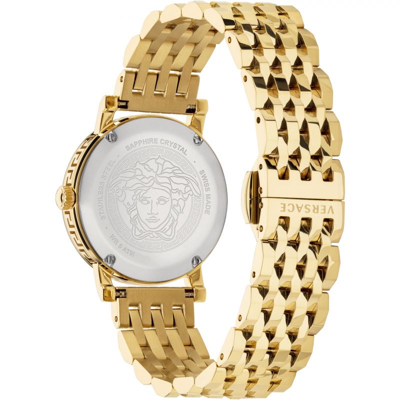 Analogue Watch - Versace Greca Glass Ladies Gold Watch VEU300621