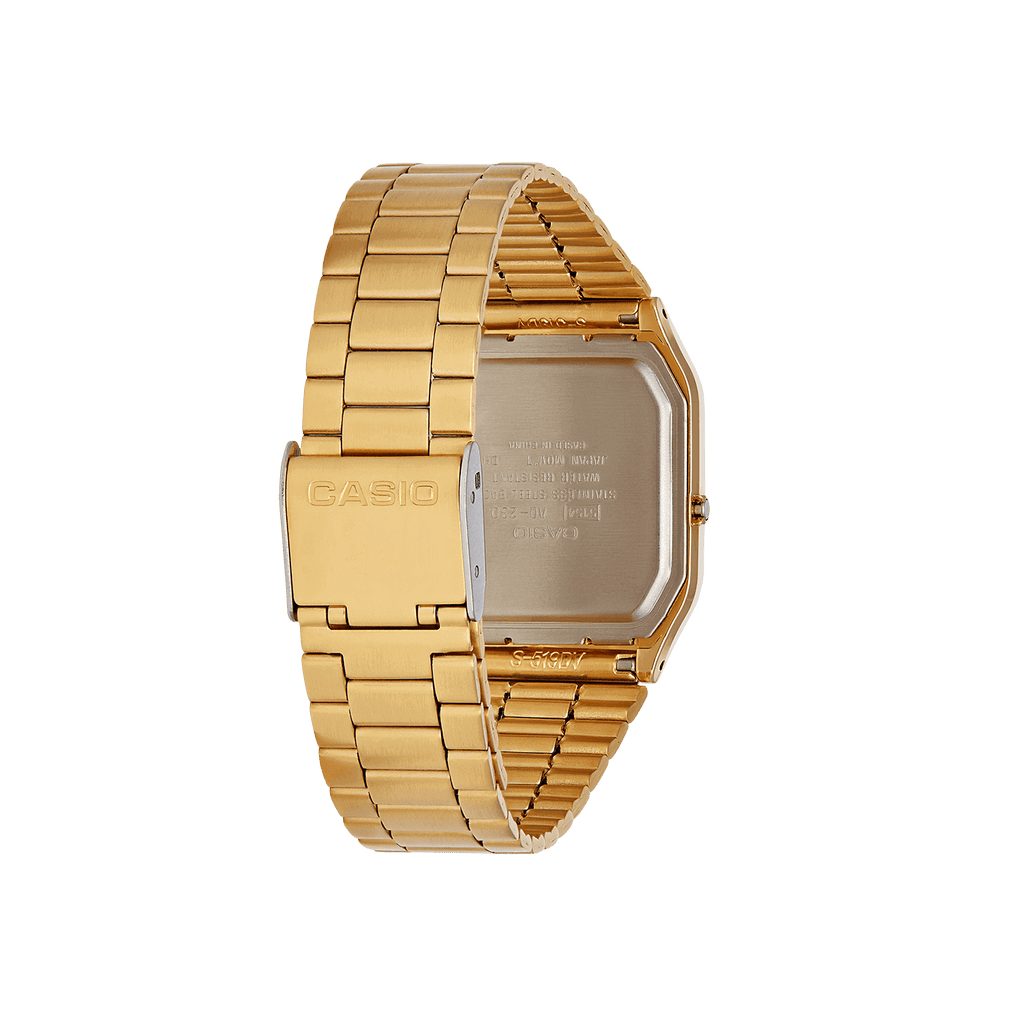 Casio Watch Vintage Retro Dual Time Gold