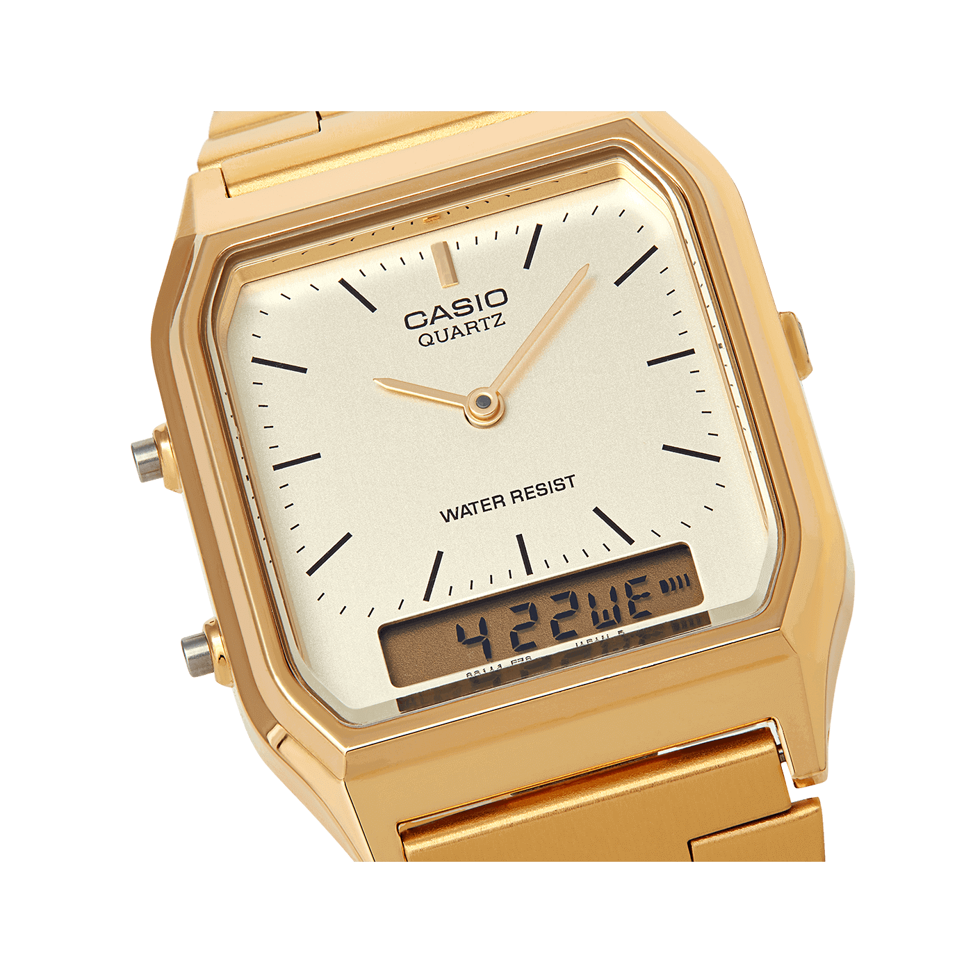Casio Watch Vintage Retro Dual Time Gold
