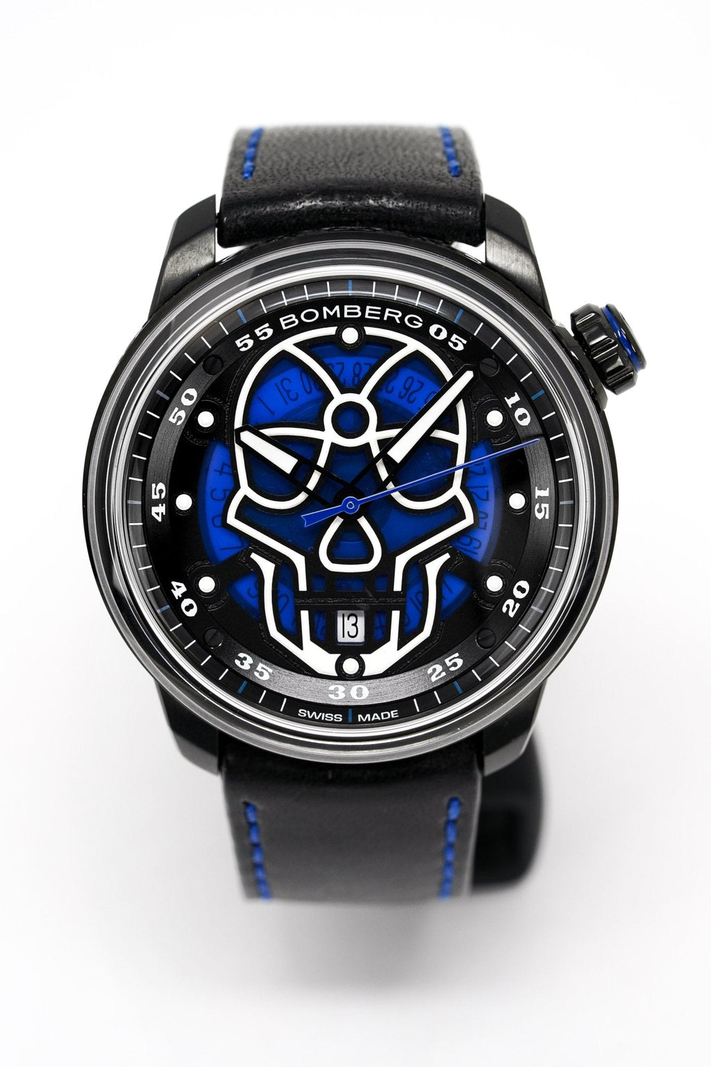 Bomberg Men's Watch BB-01 Black PVD Blue Skull CT43APBA.23-2.11 - WatchPilot