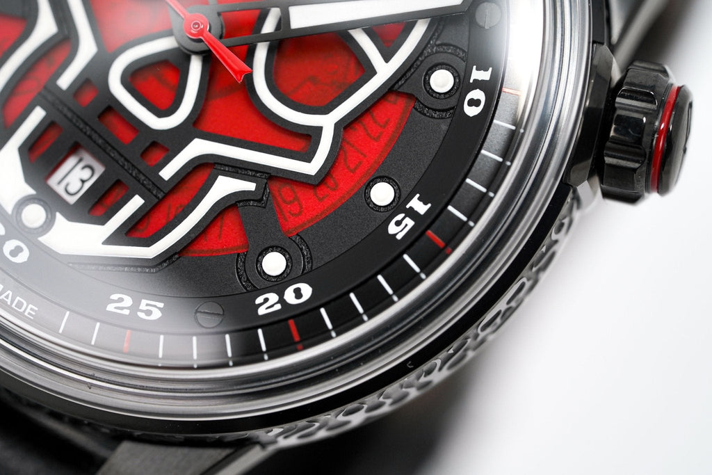 Bomberg Men's Watch BB-01 Black PVD Red Skull CT43APBA.23-1.11 - WatchPilot