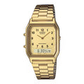Casio Watch Vintage Retro Dual Time Roman Gold