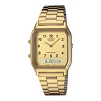Casio Watch Vintage Retro Dual Time Roman Gold