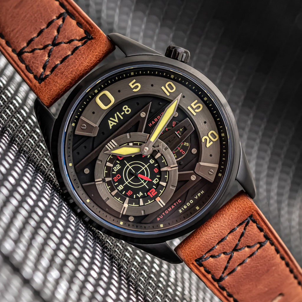 Chronograph Watch - AVI-8 Black Insignia Yellow Hawker Harrier II Chronograph Watch AV-4070-04