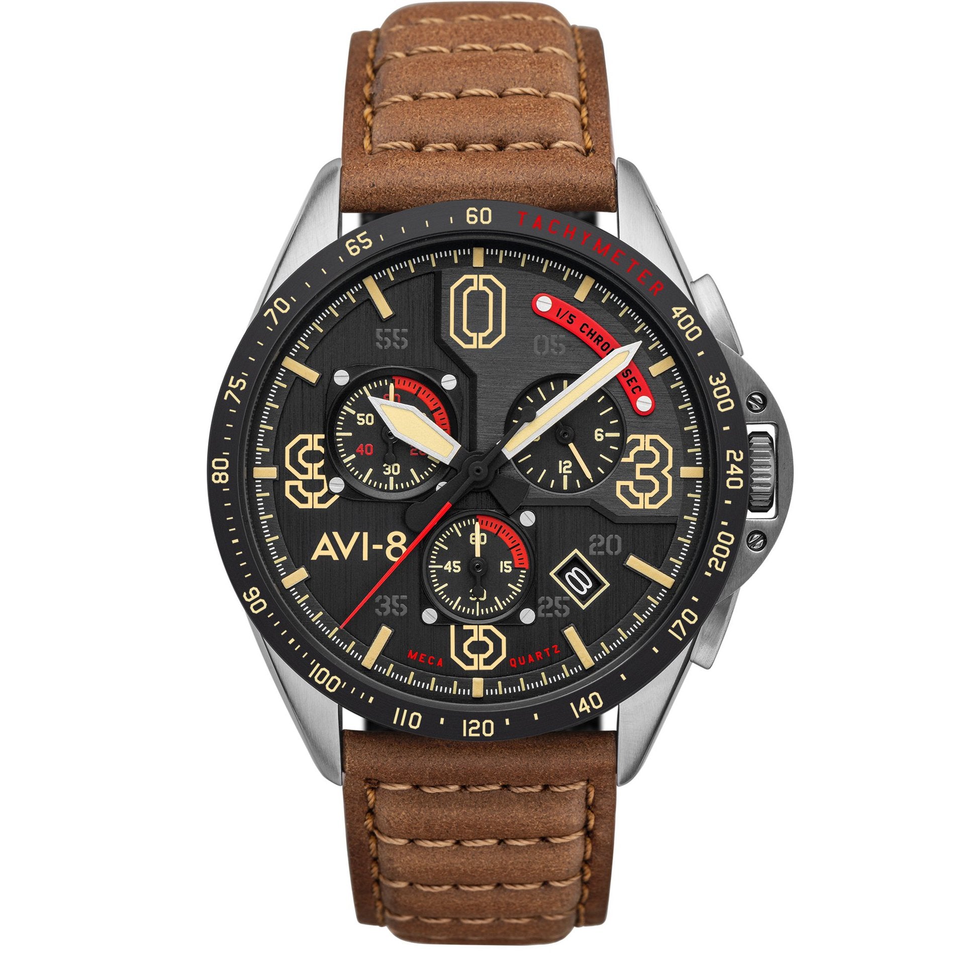 Chronograph Watch - AVI-8 Men's Brown P-51 Mustang Chronograph Watch AV-4077-02