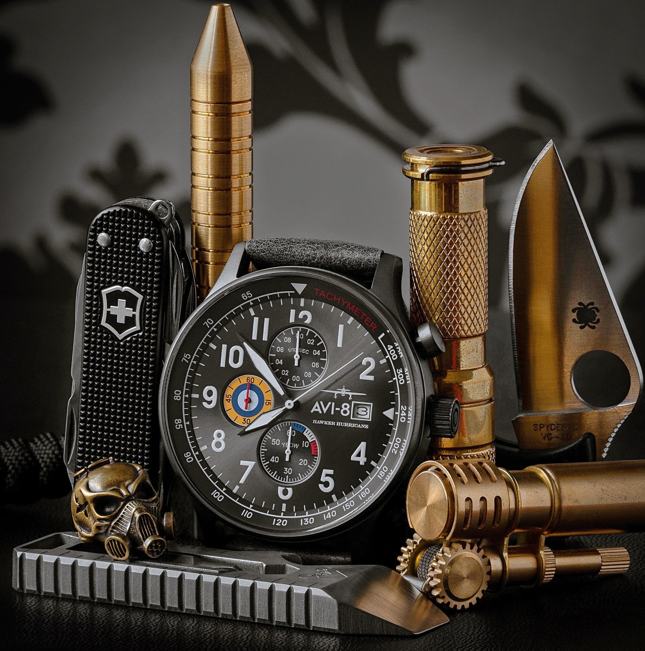 Chronograph Watch - AVI-8 Military Green Hawker Hurricane Chronograph Watch AV-4011-0D