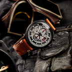 Chronograph Watch - AVI-8 Scarlet Black Brown Hawker Hunter Chronograph Watch AV-4064-03