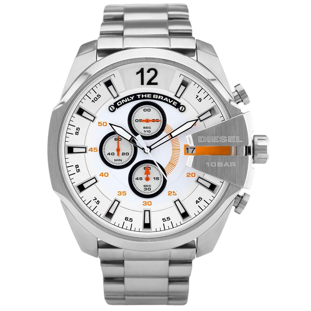 Chronograph Watch - Diesel DZ4328 Men's Silver Mega Chief Chronograph Watch