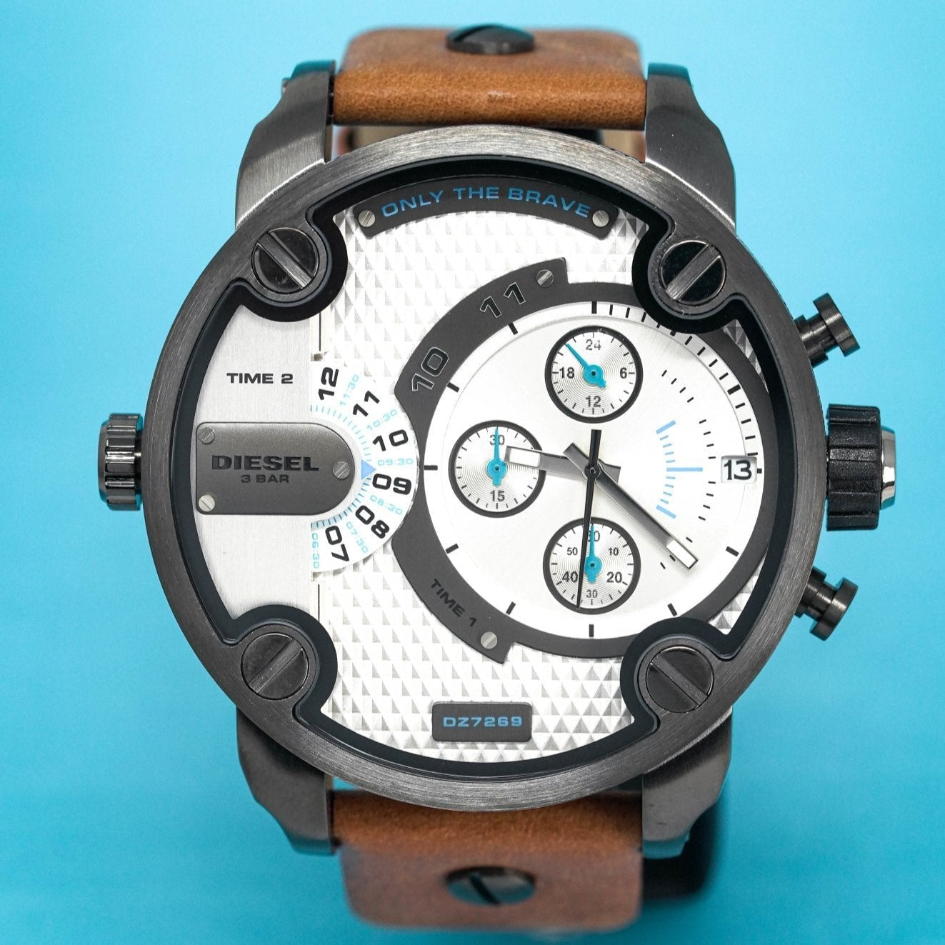 Chronograph Watch - Diesel DZ7269 Men's Chronograph Little Daddy White Brown Watch