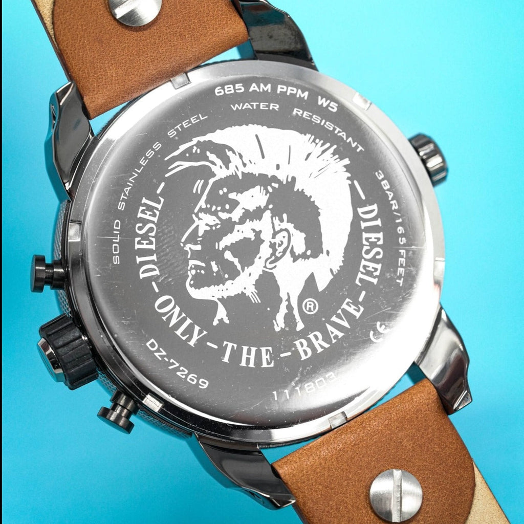 Chronograph Watch - Diesel DZ7269 Men's Chronograph Little Daddy White Brown Watch