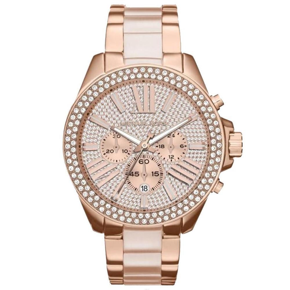 Chronograph Watch - Michael Kors MK6096 Ladies Wren Rose Gold Chronograph Watch