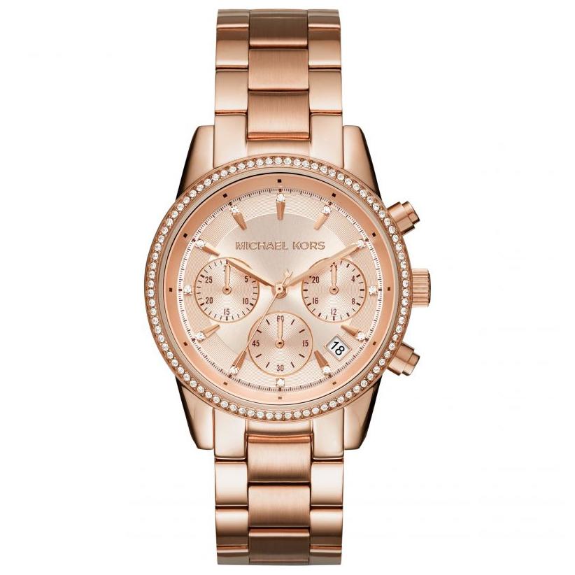 Chronograph Watch - Michael Kors MK6357 Ladies RITZ Rose Gold Watch