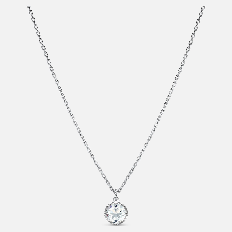 Swarovski Birthstone April Pendant Necklace Silver Rhodium Plated