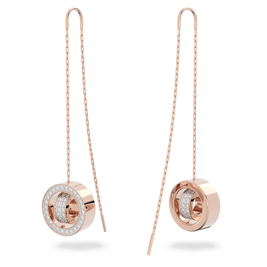 Swarovski Hollow Drop Long Earrings White Rose Gold-Tone Plated