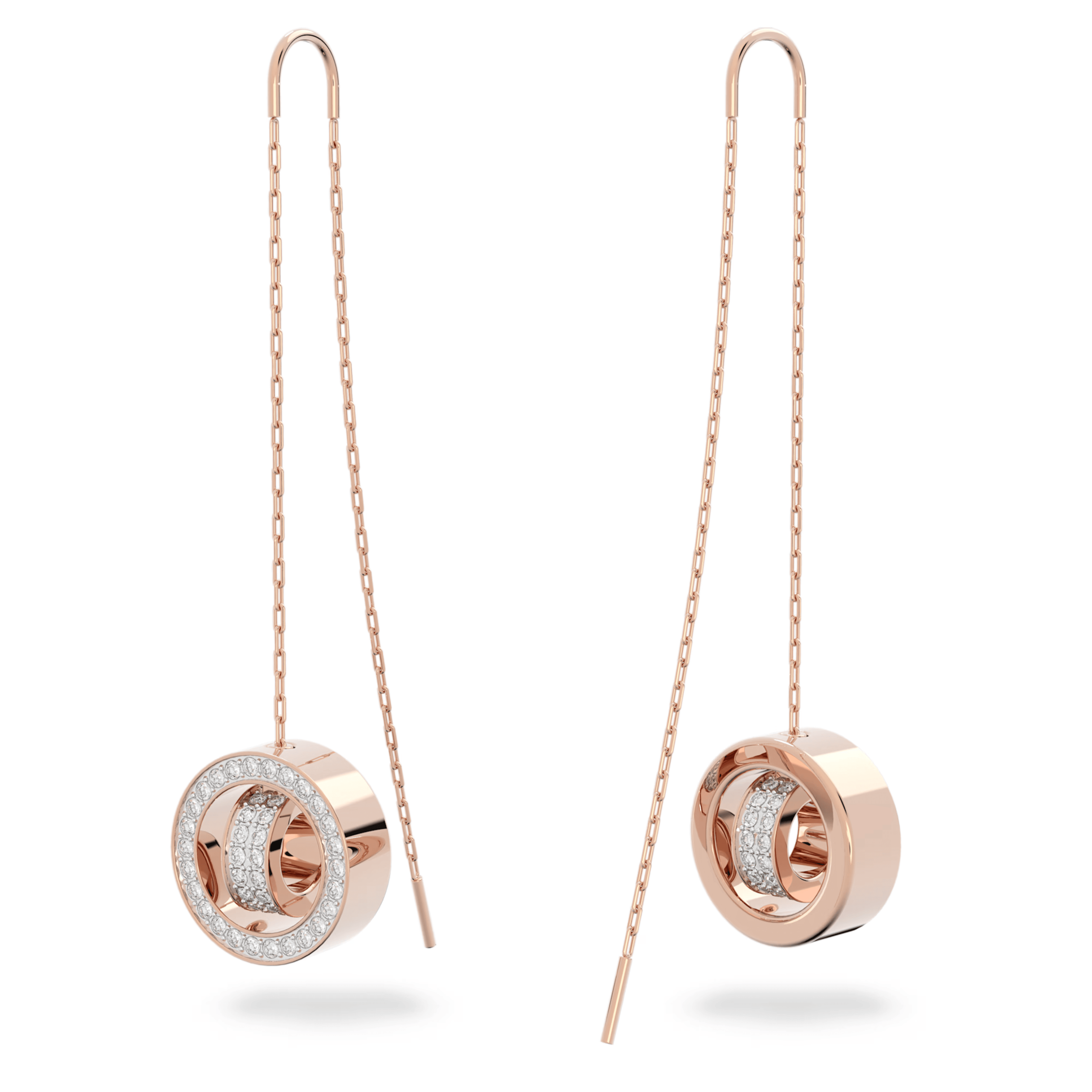 Swarovski Hollow Drop Long Earrings White Rose Gold-Tone Plated