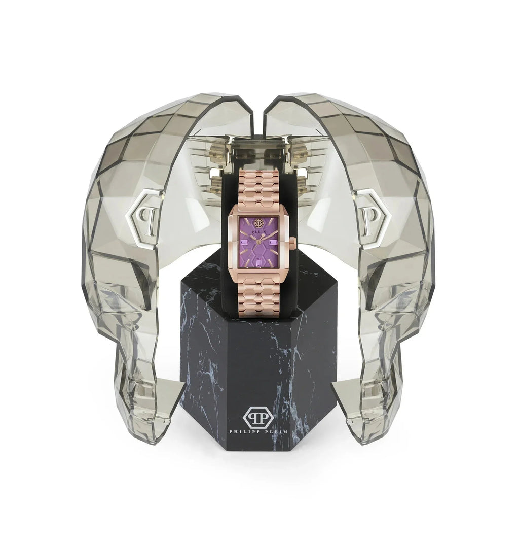 Philipp Plein Ladies Watch Offshore Square Lilac Rose Gold