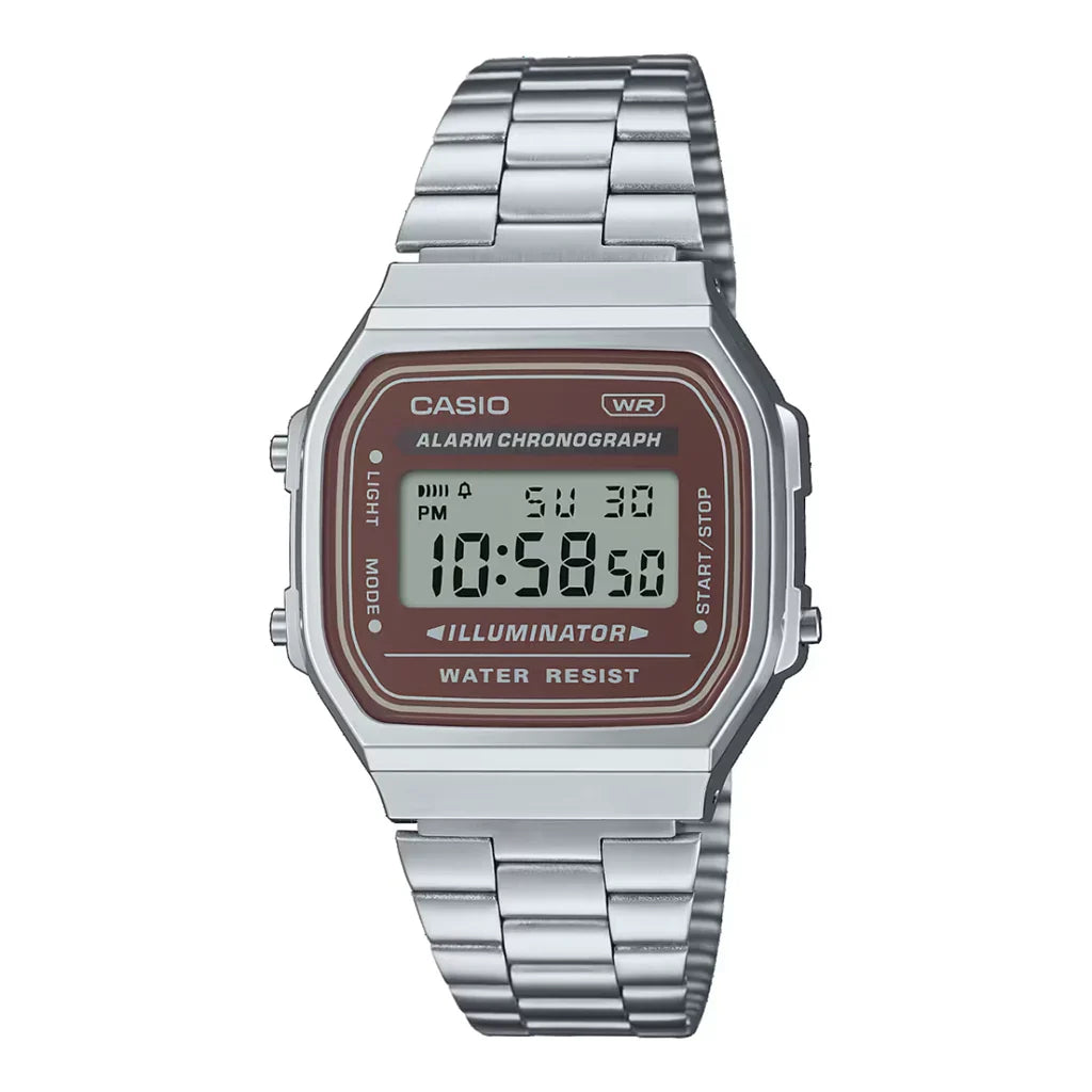 Casio Unisex Brown Silver Digital Watch