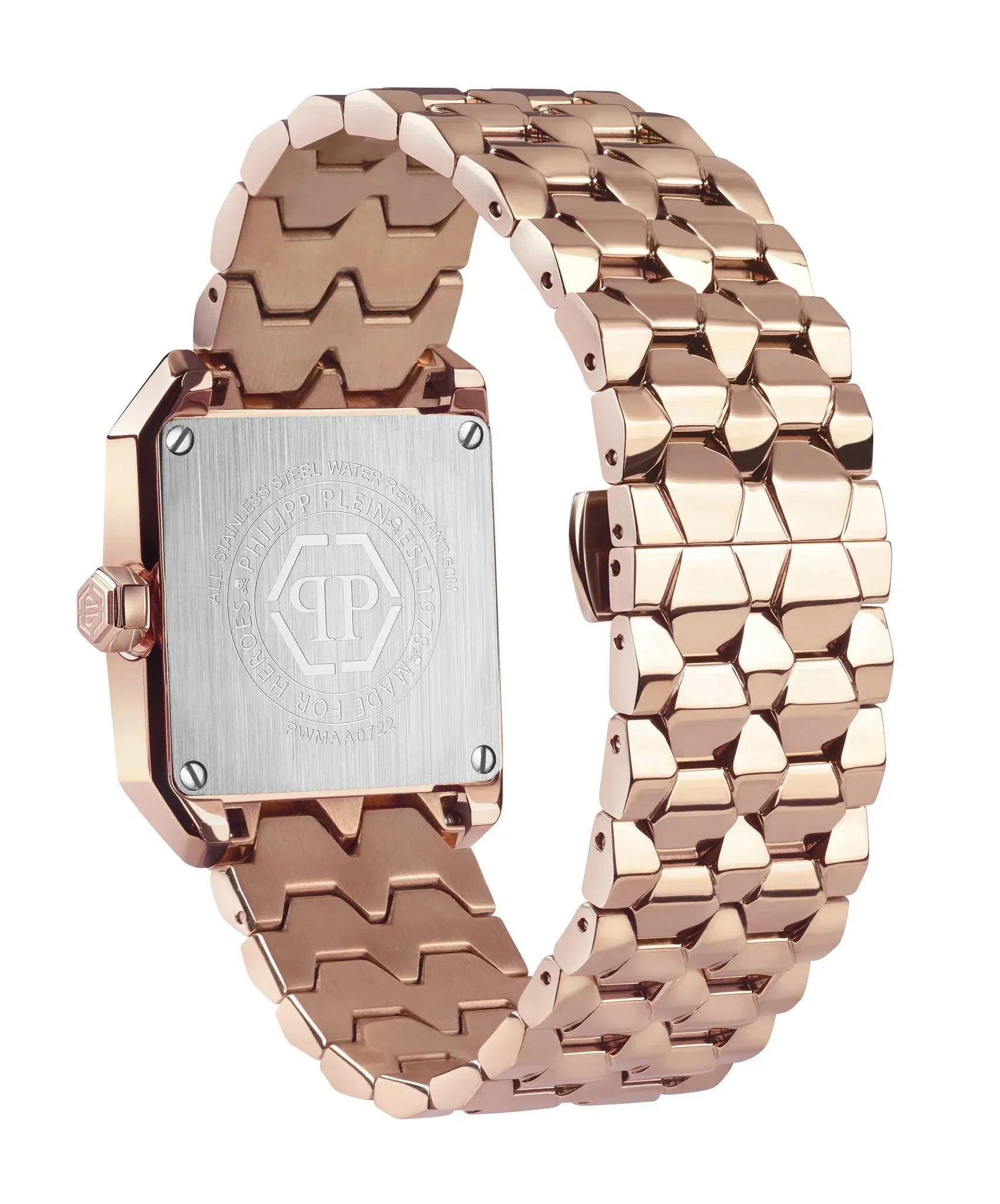 Philipp Plein Ladies Watch Offshore Square Lilac Rose Gold
