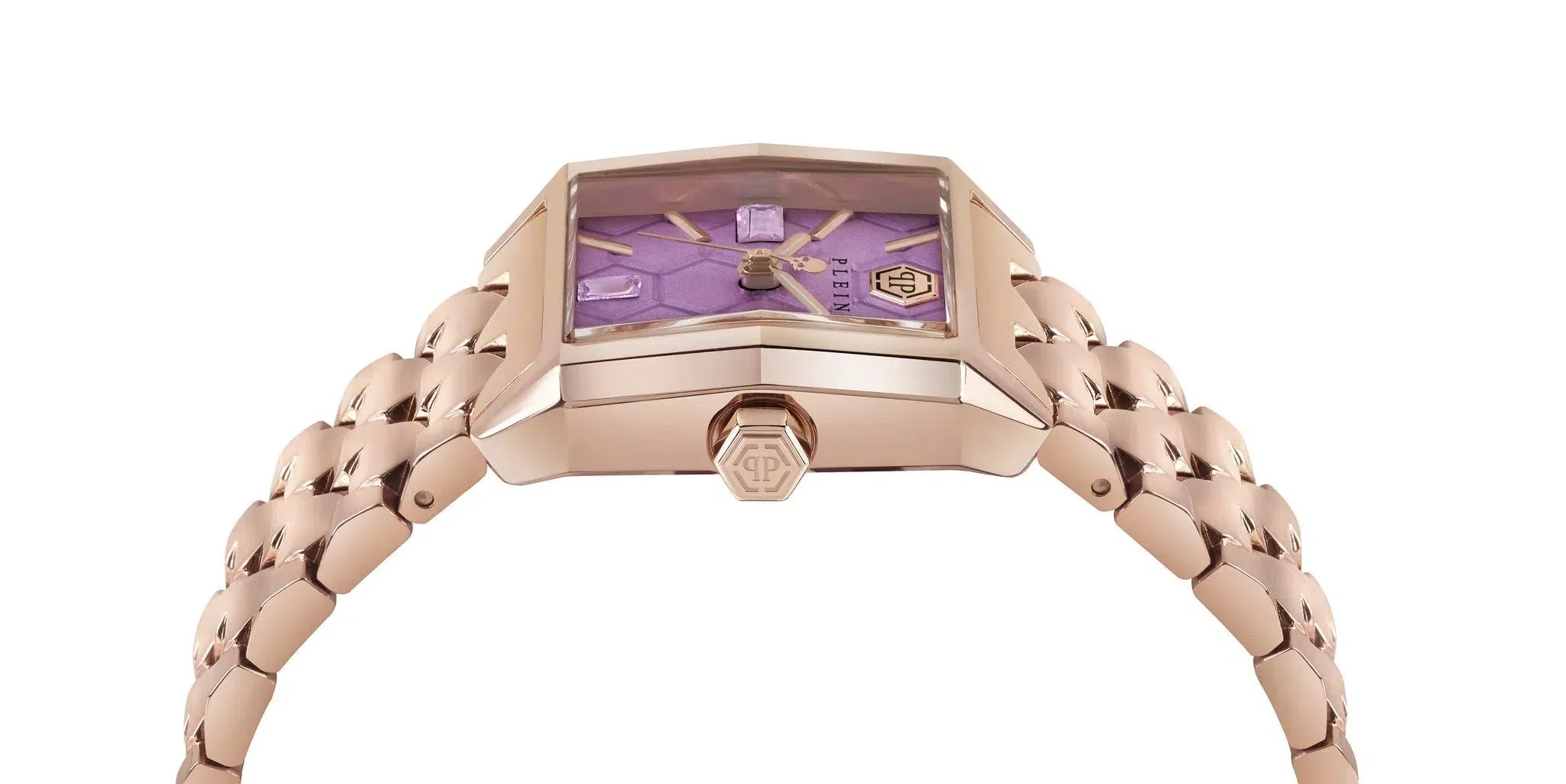 Philipp Plein Ladies Watch Offshore Square Lilac Rose Gold