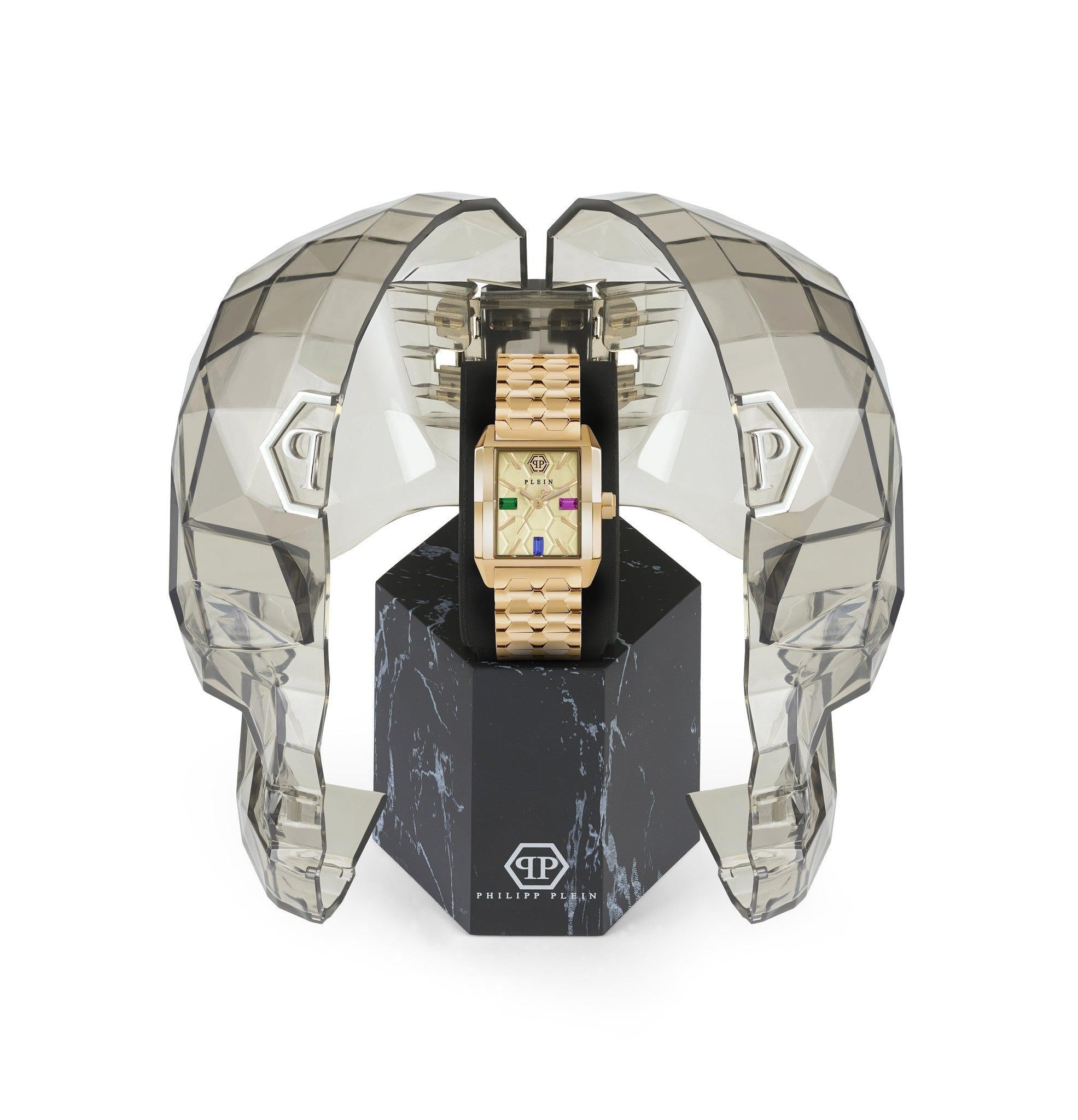 Philipp Plein Ladies Watch Offshore Square Gold