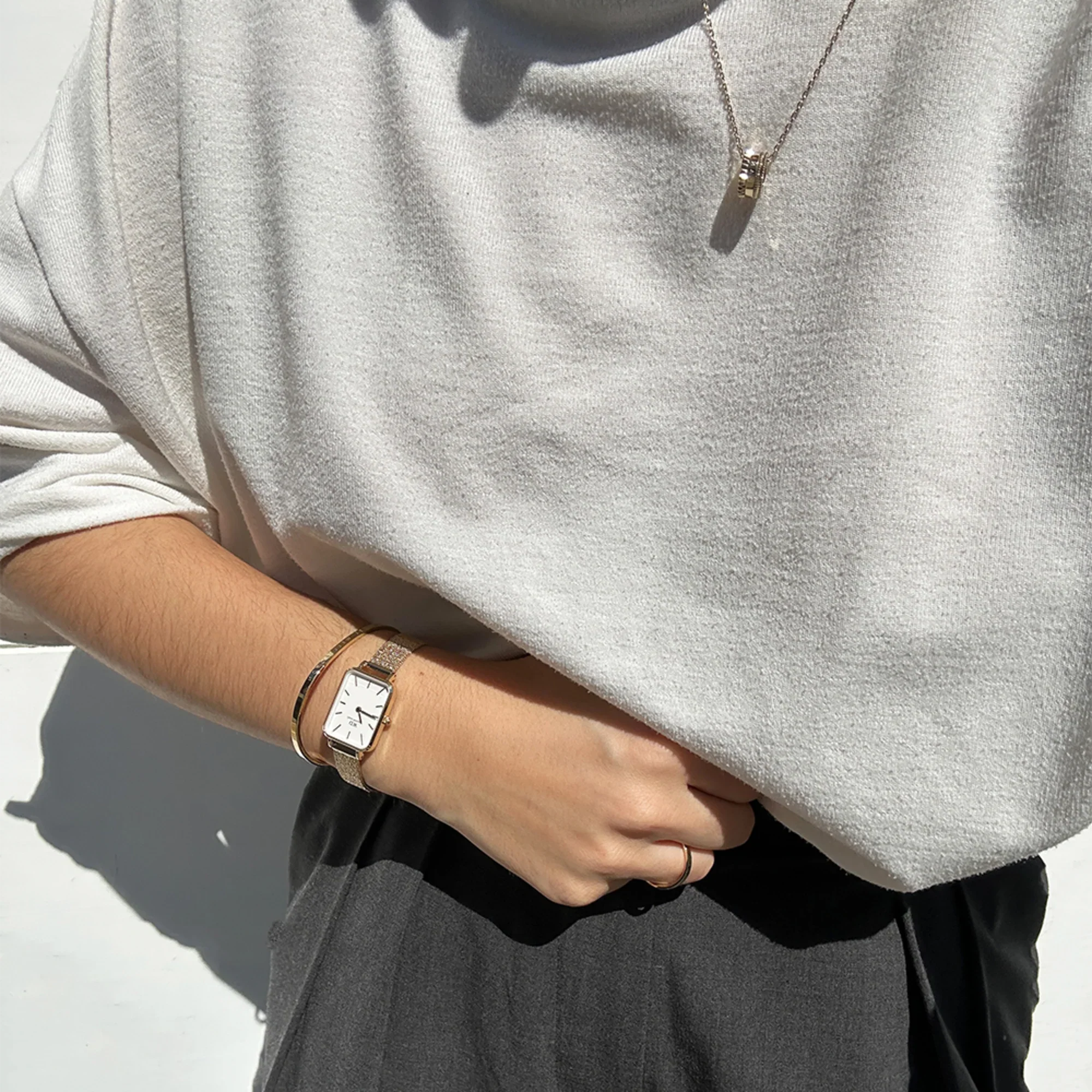Daniel Wellington Quadro Pressed Evergold Ladies White Watch