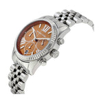 Michael Kors Ladies Watch Lexington Chronograph 38mm Orange Silver