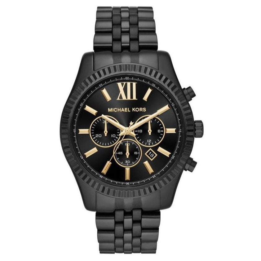 Michael Kors Men's Watch Lexington Chronograph 45mm Black/Gold