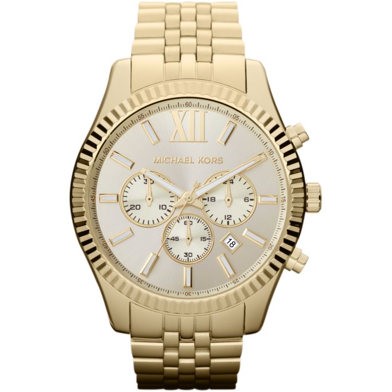 Michael Kors Mens Chronograph Watch Lexington 45mm Gold