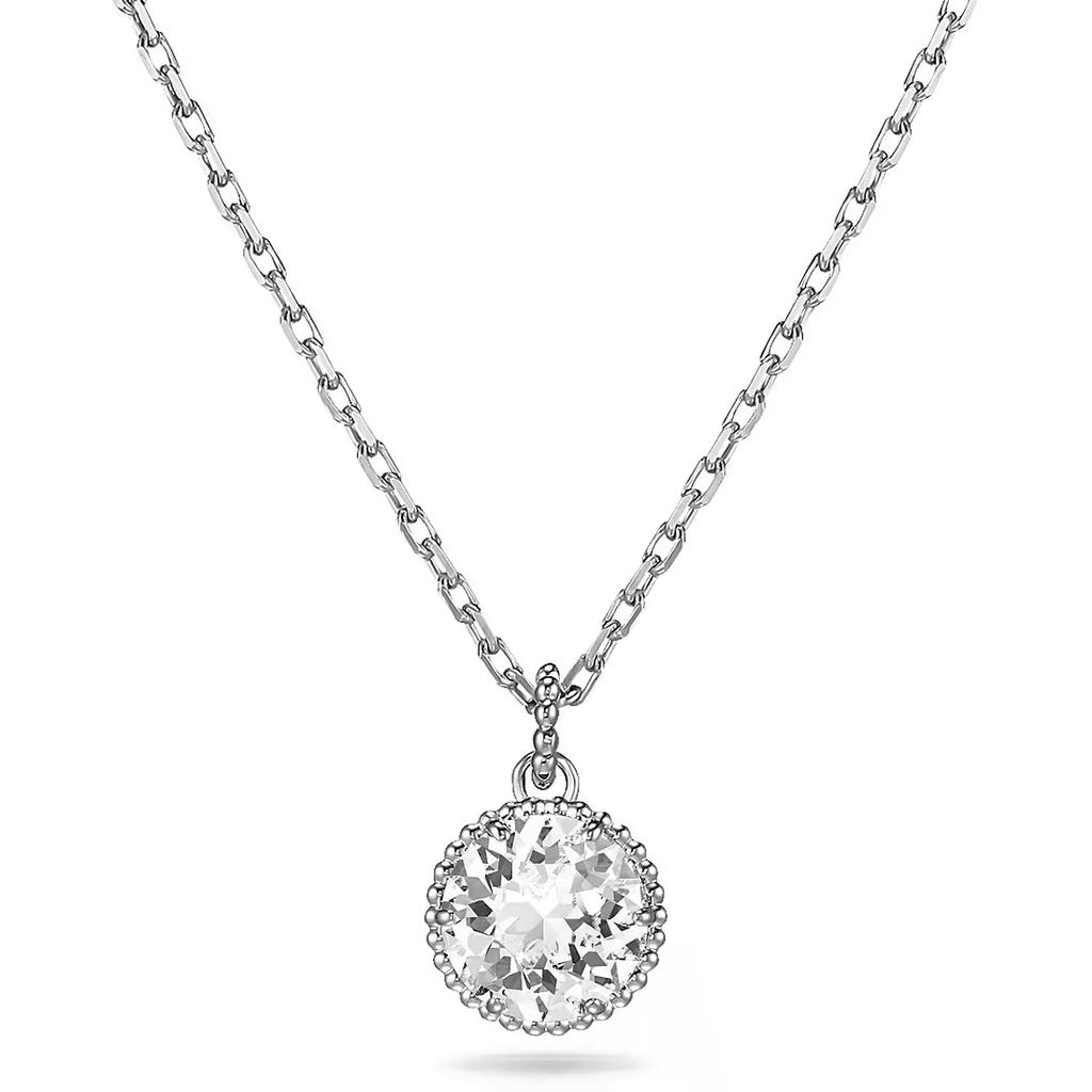 Swarovski Birthstone April Pendant Necklace Silver Rhodium Plated