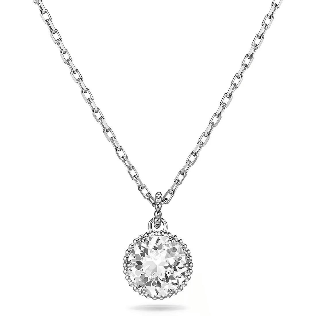 Swarovski Birthstone April Pendant Necklace Silver Rhodium Plated