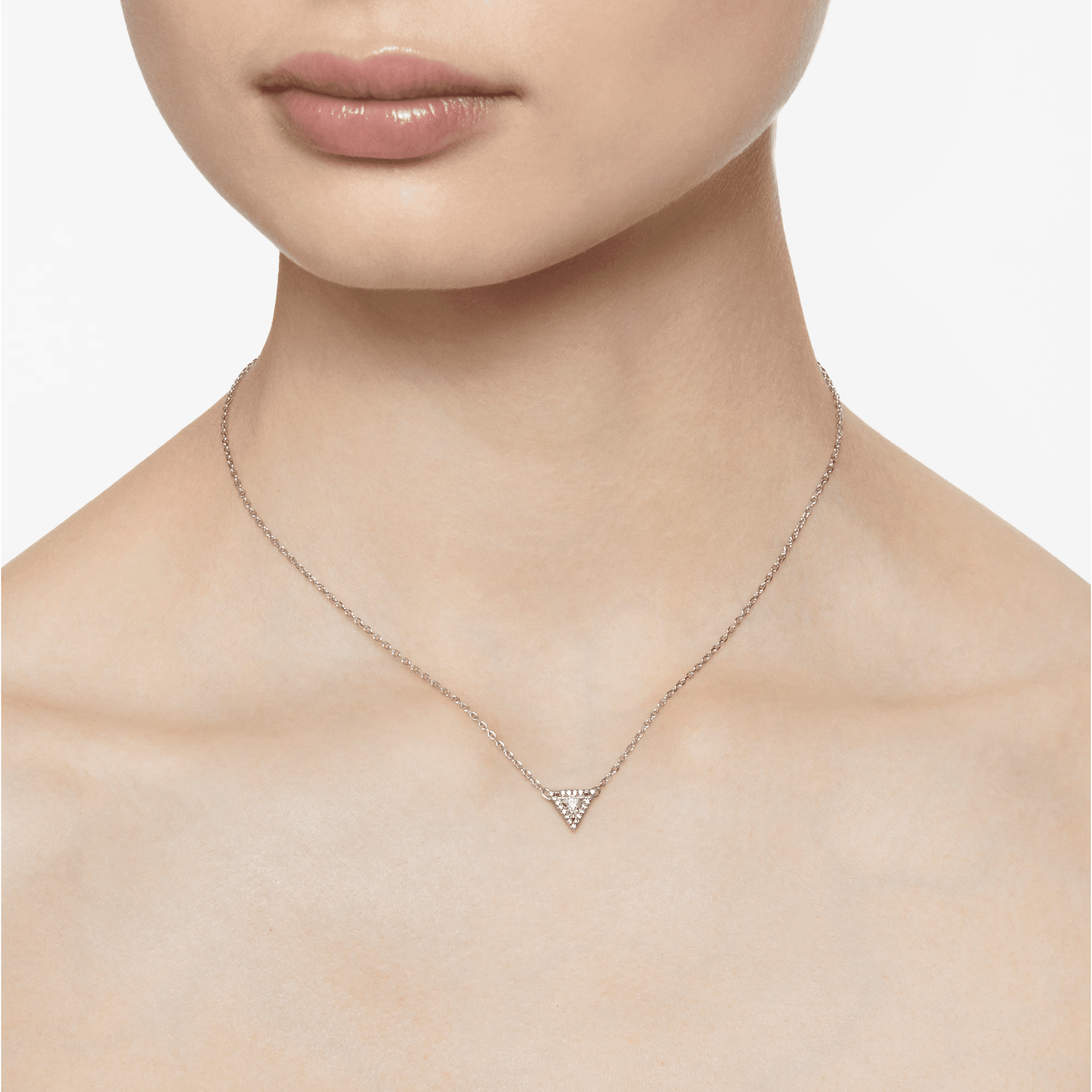 Swarovski Ortyx Necklace Triangle Cut White Crystal Rhodium Plated