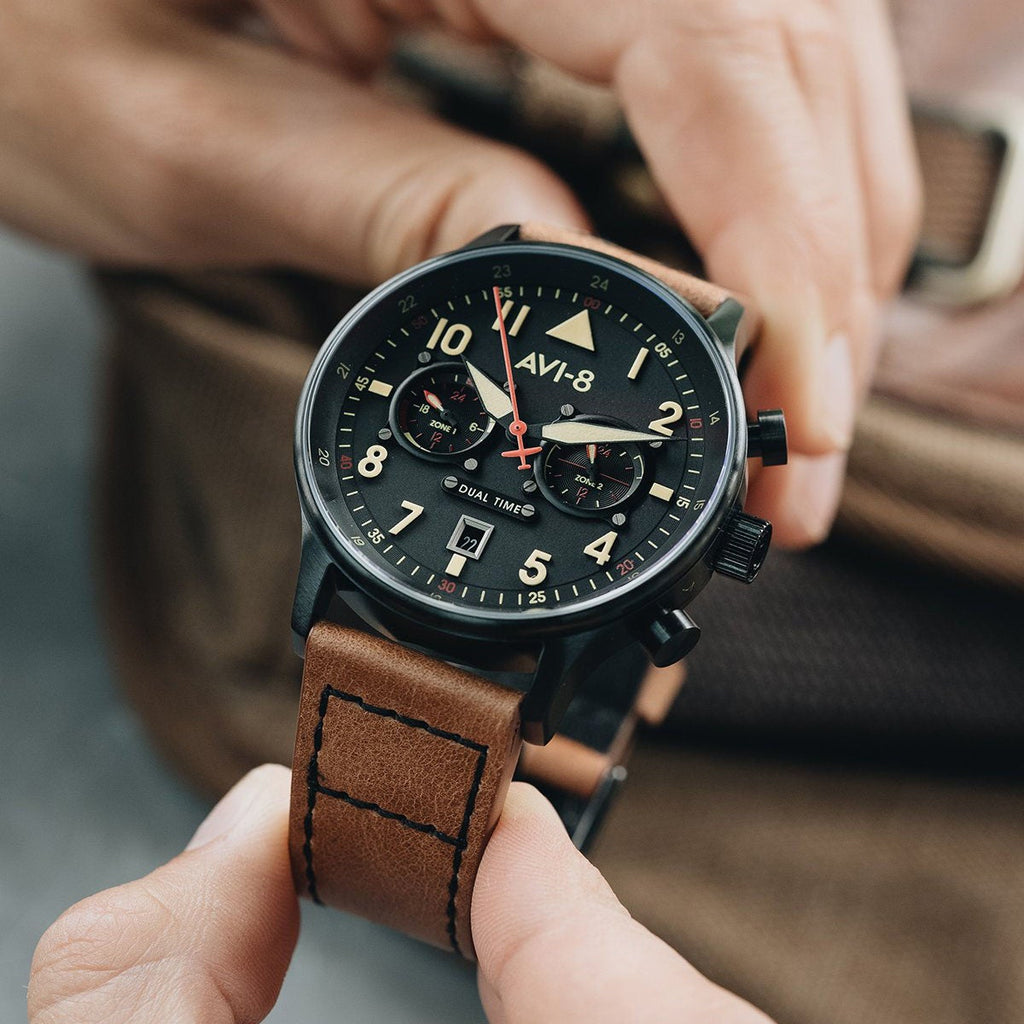 Pilot Watch - AVI-8 Carey Dual Time Debden Watch AV-4088-03