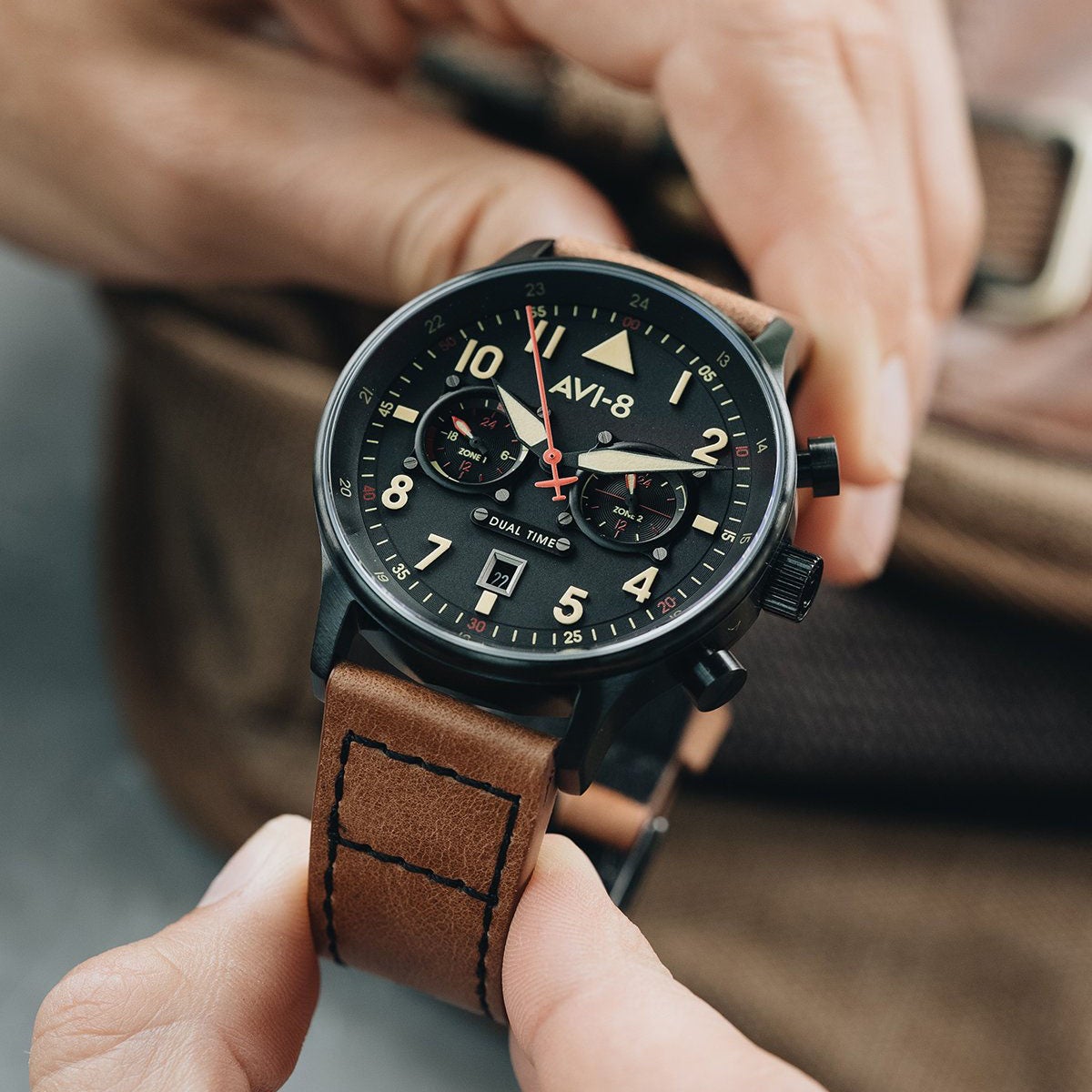 Pilot Watch - AVI-8 Carey Dual Time Debden Watch AV-4088-03